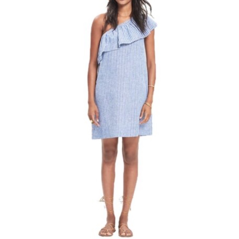 Madewell Striped One Shoulder Dress